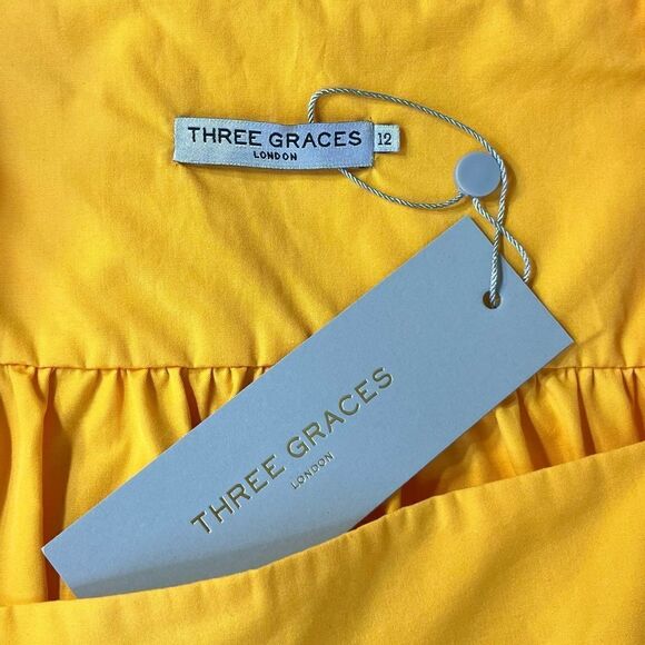 NEW Three Graces Sofia Cotton Poplin Sundress in Mango Yellow Size 8 - Picture 8 of 11